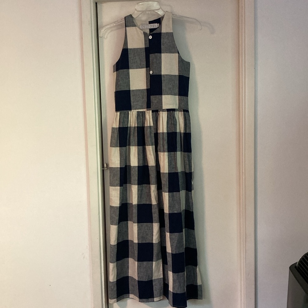 Christy Dawn Blue and White Gingham Halter Sundress - Picture 15 of 16